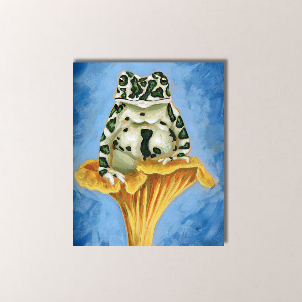 Milk Frog on a Mushroom